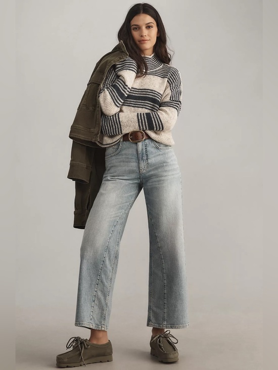 Pilcro Denim - Anthropologie Pilcro Ellis Tapered Barrel Jean Sz 32 Cropped Light Wash